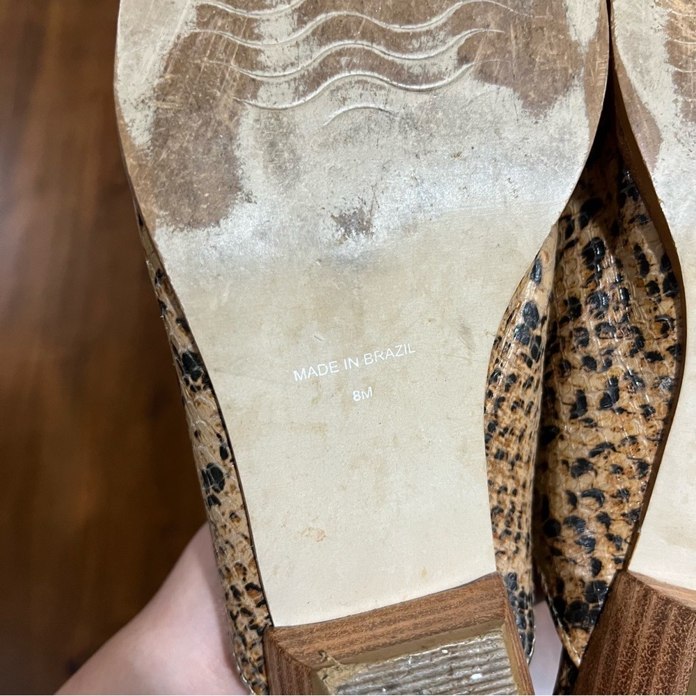 Matisse Clover Snake Mules Pointed Toe Leather Block Heel Brown Tan Size 8 - Picture 7 of 8